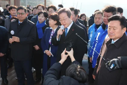 Lee Jae-myung was on a visit to Busan when he was attacked